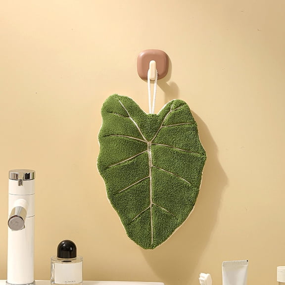 Beforeyayn Cute Leaf Hanging Kitchen Towel with Loop, Absorbent Small Towel for Bath Kitchen Living Room Nature Lovers, Fits Cabin, Rv Bathroom, Compact for Travel