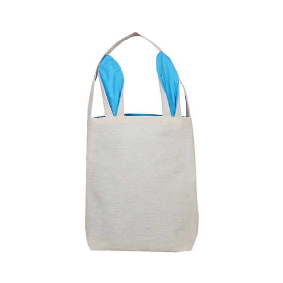 Beforeyayn Easter Baskets, Canvas Bags with Ears Stand-up, Large Bunny Tote Bags with Handle for Kids, 10 x 12 Inches Egg Rabbits Cute Treat Basket for Egg Hunt Party Favors Bulk