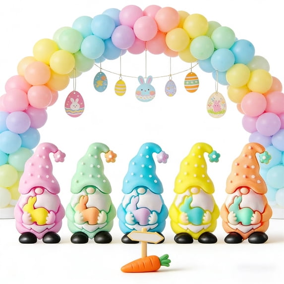 Beforeyayn Easter Gnome Figurine Set Collection Piece, Miniature Gnome and Rabbit Decorative Statues Bundle, Party Stuffers and Gift for Shelf, Mantel and Tabletop Display