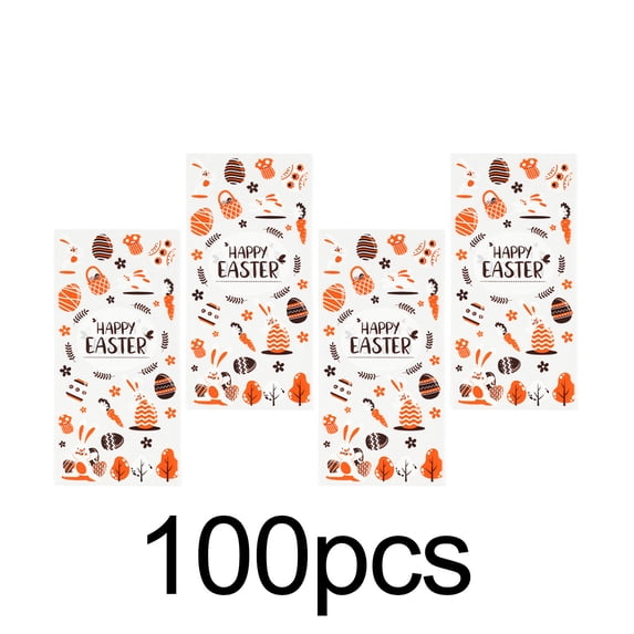 Beforeyayn Easter Party Transparent Candy Bag with Rabbit Print, OPP Plastic Treat Bag for Snacks and Sweets, Decorative Packaging with Egg Design for Party Favors, Holiday Supply