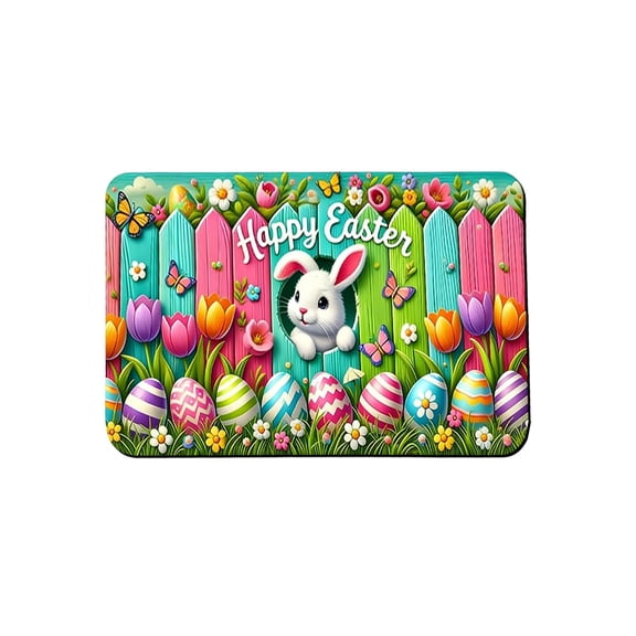 Beforeyayn Easter Themed Floor Mat, Non-Slip Absorbent Welcome Mat for Front Door Indoor, Durable Dirt-Proof Carpet for Bathroom Kitchen, Decor Rug for Party