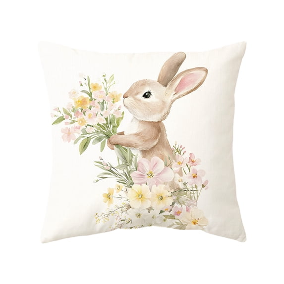 Beforeyayn Easter Throw Pillow Cover Set, Holiday Decorative Cushion Cover with Egg and Bunny Pattern, Soft Polyester Spring Home Decor for Sofa Living Room, Bedroom Festival Accent