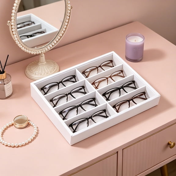 Beforeyayn Eyewear Display Tray, 8-Slot Velvet Case for Optical Shops and Home, Keeps Glasses Secure, Ideal for Countertops and Drawers | Elegant Design.