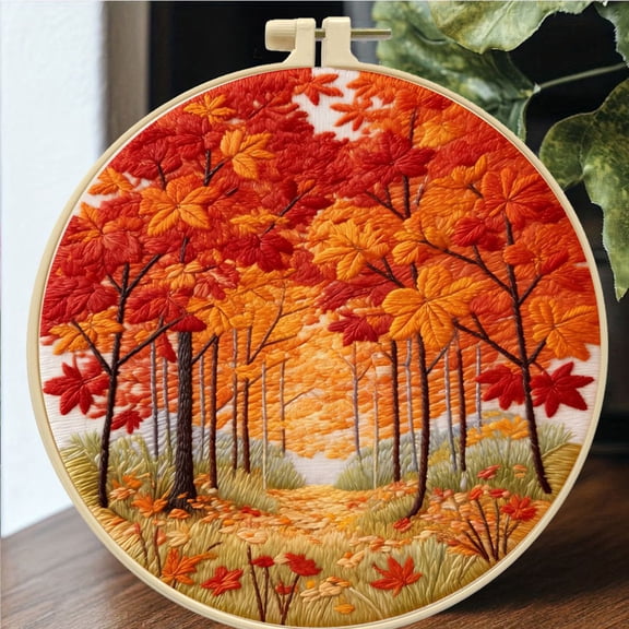 Beforeyayn Fenglin and Beautiful Beginner Embroidery Kit, Complete Set for Learning Cross Needlepoint. for Adults and Craft Beginners, Great for Relaxing Hobby, Home Decor, and DIY Gift Making
