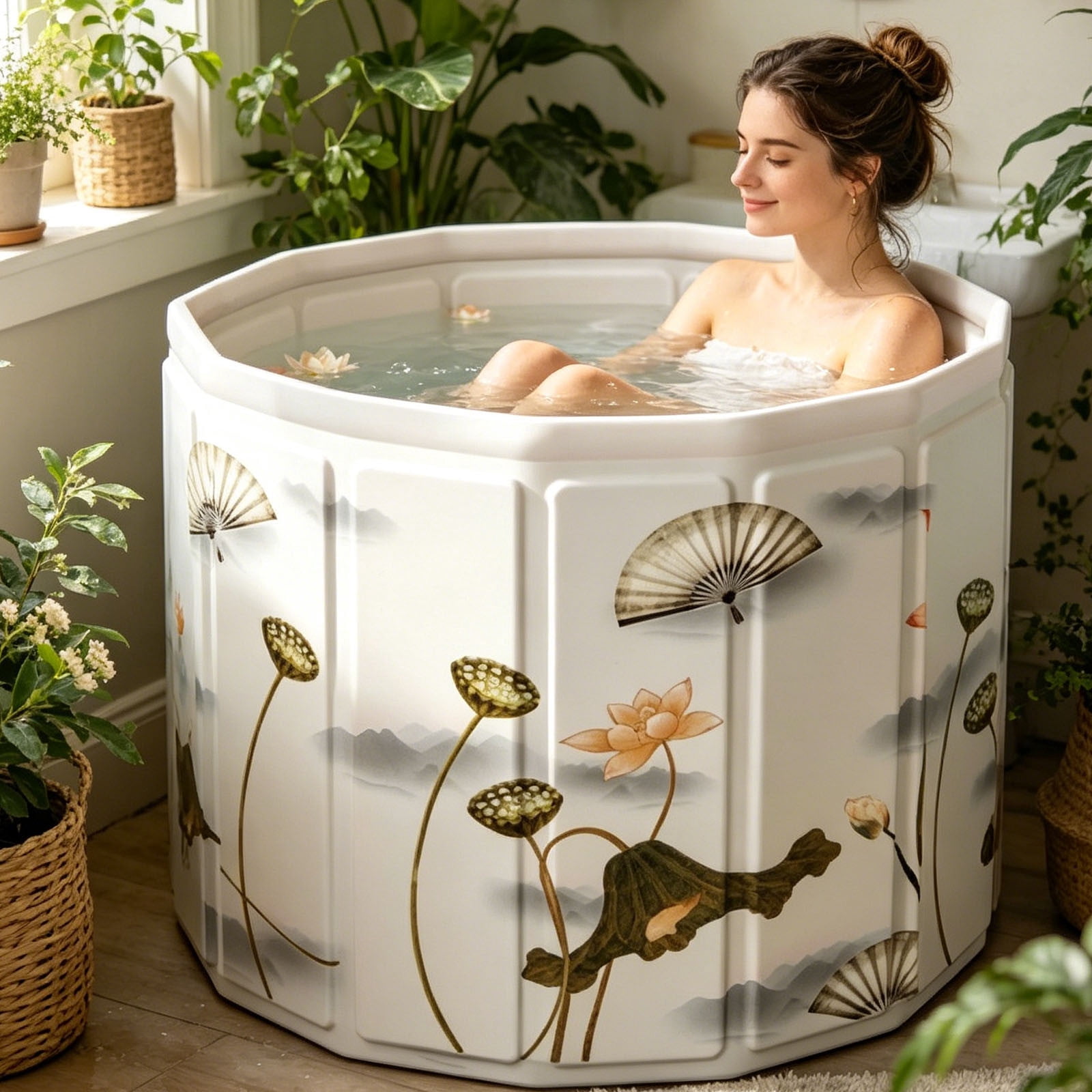 Beforeyayn Folding Bathtub Portable Bath Tub For Adult Kids, Space saving & lightweight for small apartment or travel.