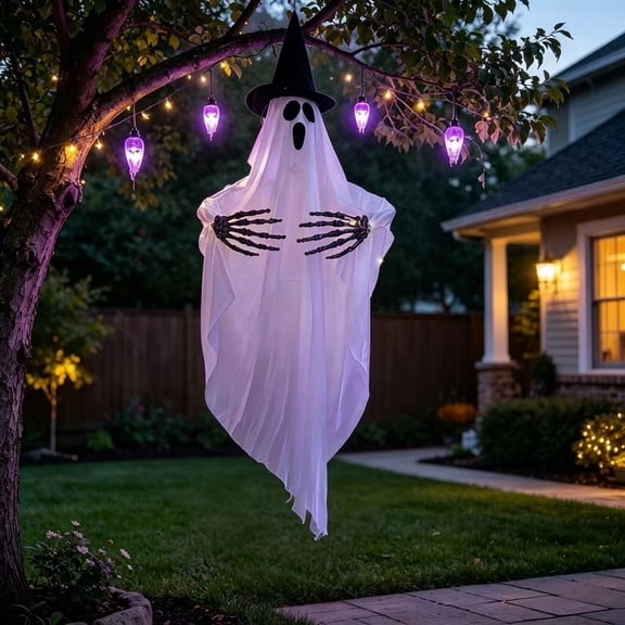 Beforeyayn Halloween White Cloth Ghost Decor, for Adults Who Want Spooky Hanging Ghosts on a Porch or Tree, These Lightweight Ghosts Flutter in Wind.|Easy to Hang.