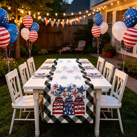Beforeyayn Independence Day Festival Tablecloth, Patriotic cover for July 4th or Memorial Day tables.