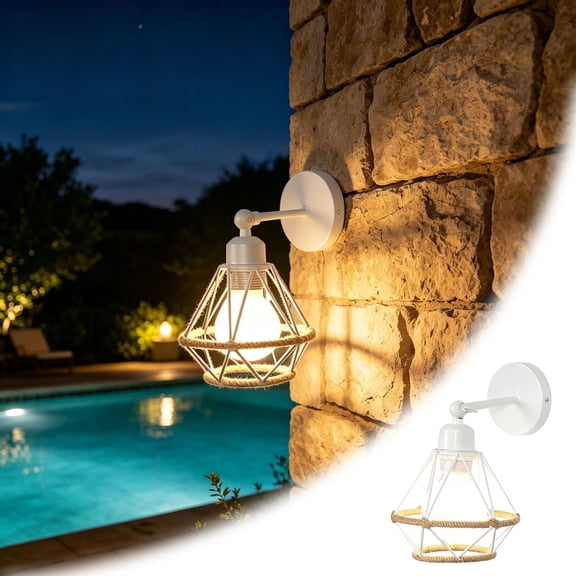 Beforeyayn Industrial Style Loft Wall Lamp, with Plug Rope Wall Lamp Bedside Corridor Study Lighting Fixture for Home, Fits Bedroom, Office, Vintage Edison Bulb Style