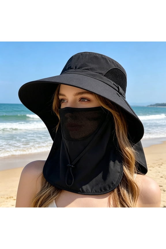 Men'S Full Protection Sun Hat, All-Season Sun Protection Cap For Outdoor Workers, Construction Site, Removable Flaps For Versatile Wear