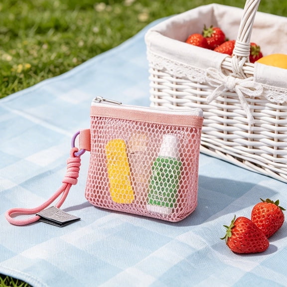 Beforeyayn Mesh Mini Storage Bag Coin Purse Small Zipper Pouch, Clear Mesh Pouch Holds a Small Bottle or a Few Loose Pills and Zips Shut Safe, Easy to See