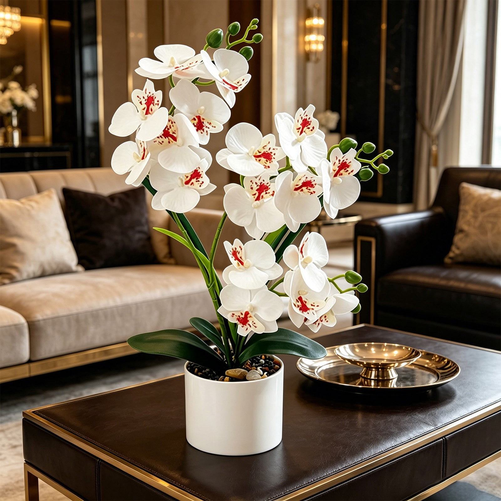 Beforeyayn Moderns Butterflys Orchid Artificial Flower Pot, Lifelike ...