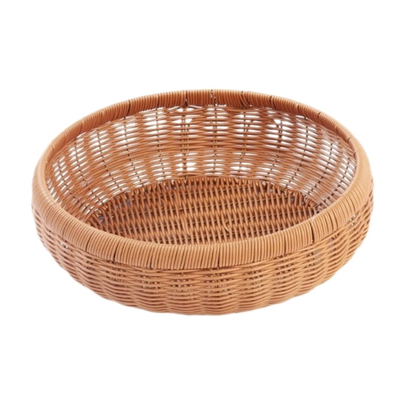 Beforeyayn Natural Rattan Tray Wicker Storage Bowls Hand Small Woven Wicker Basket Tray for Bread Fruit Key Round Fruit Baskets for Kitchen Entryway Tabletop Decorative Baskets Bowl