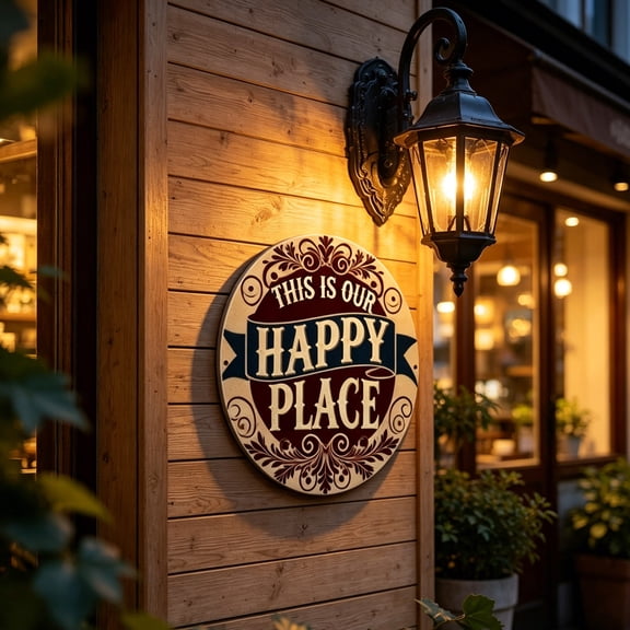 Beforeyayn Happy World Metal Sign, Decorative Happy World Hanging Ornament, for Garden or Balcony Decor, on Railing or Tree, for Positive Daily Reminder