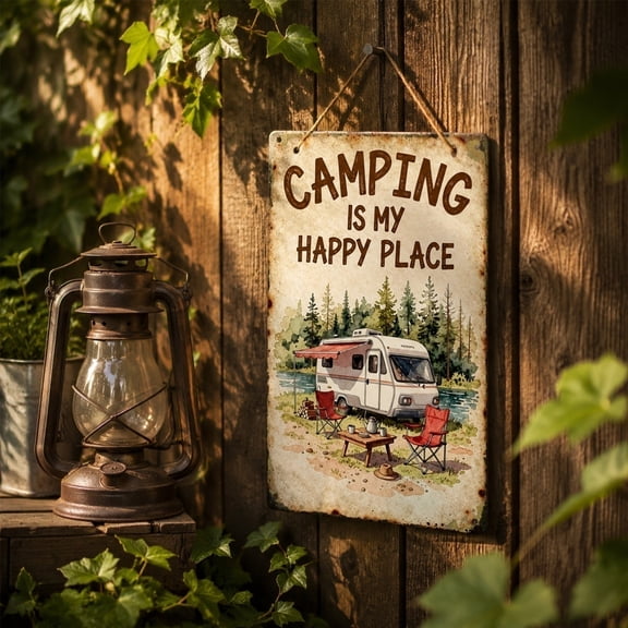 Beforeyayn Happy World Metal Sign, Outdoor Courtyard Hanging Happy World Sign, for Porch or Patio Decor Lovers, on Gate or Shed, for Cheerful Welcome Message