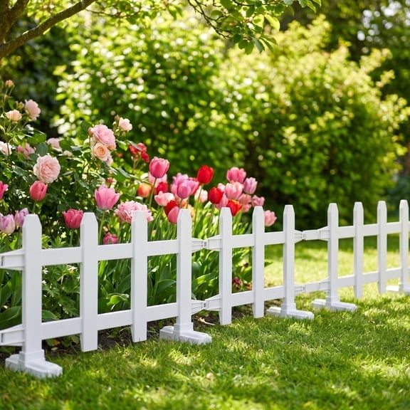 Beforeyayn Plastic Garden Fence Picket Fence, Edging for lawns flowerbeds borders decorative yard fencing for yard care, for seniors, suitable for easy lawn edging and flower border,