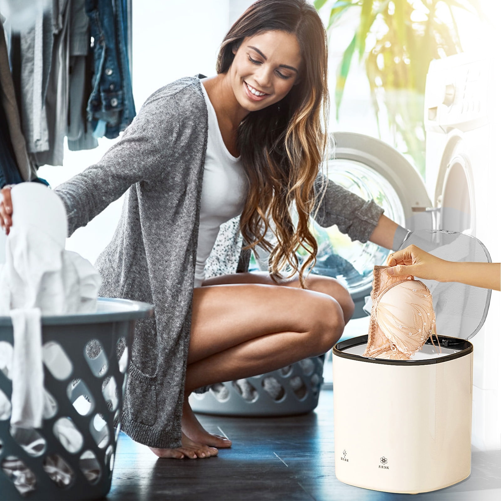 Beforeyayn Portable Underwear Washing Machine, Washing Machine, Small Household Travel Mini Fully Automatic Crayfish Sock Washing Tool Holiday Saving Gifts