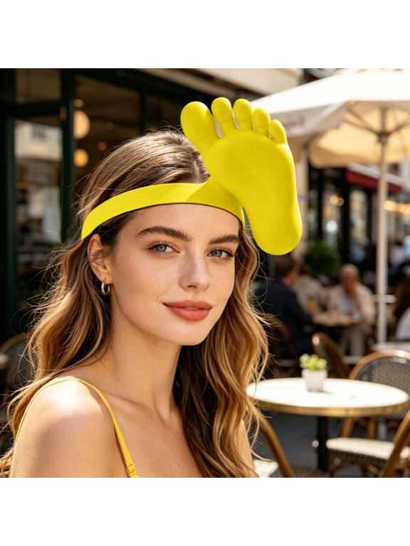 Printed Foot Shaped Sun Visor Hat, Funny barefoot headband for summer protection, ideal for beachgoers, poolside lounging, and novelty party accessories.