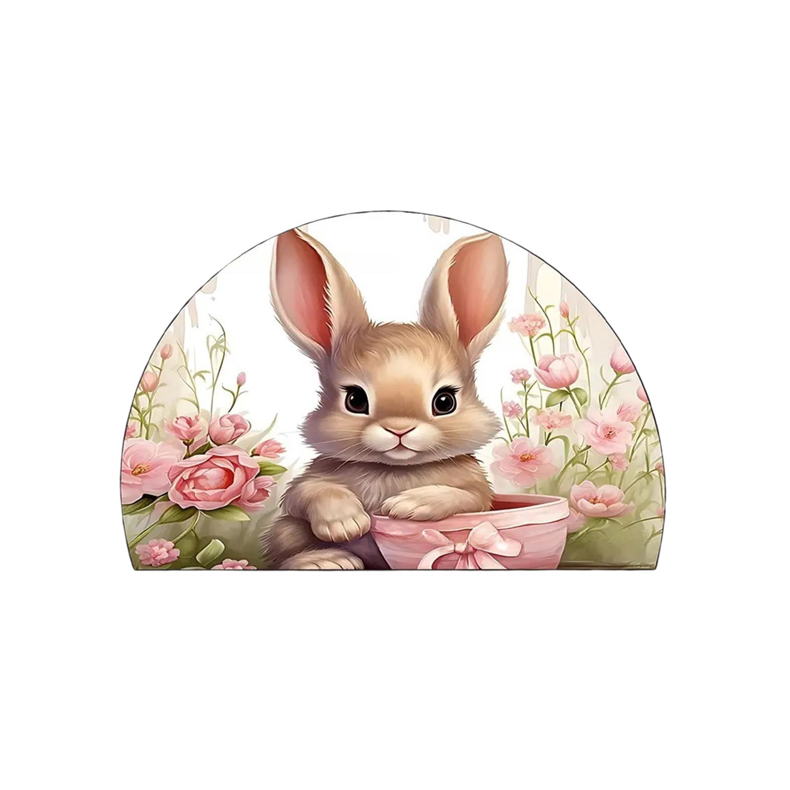 Beforeyayn Semicircle Easter Welcome Mat, Absorbent Durable Door Mat ...
