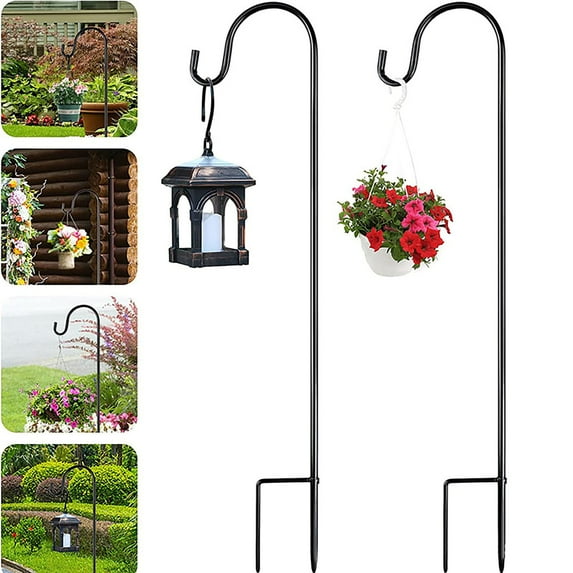 Beforeyayn Shepherds Hooks for Outdoor Garden, Adjustable Metal Plants Lanterns Hanging Stake, Bird Feeder Pole Hanger Heavy Duty Iron Garden Decor Hooks for Flower Pots Solar Lights,Wind Chimes