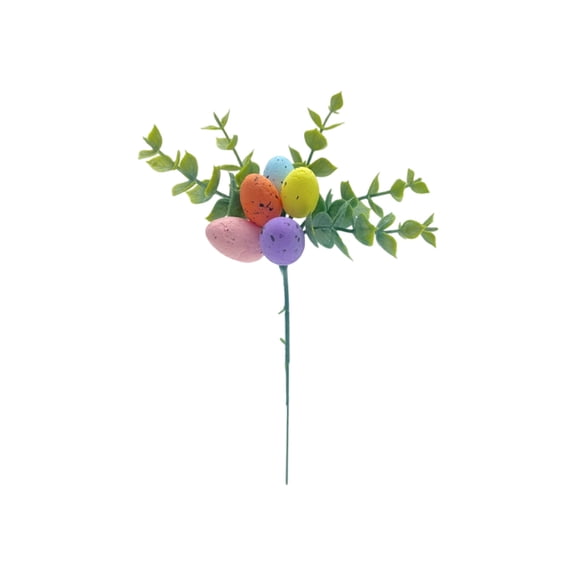 Beforeyayn Simulated Foam Easter Eggs with Green Arrangement, Decorative Display for Centerpiece and Vignette, Festive Spring Decor for Tabletop and Mantel, Ornament Set
