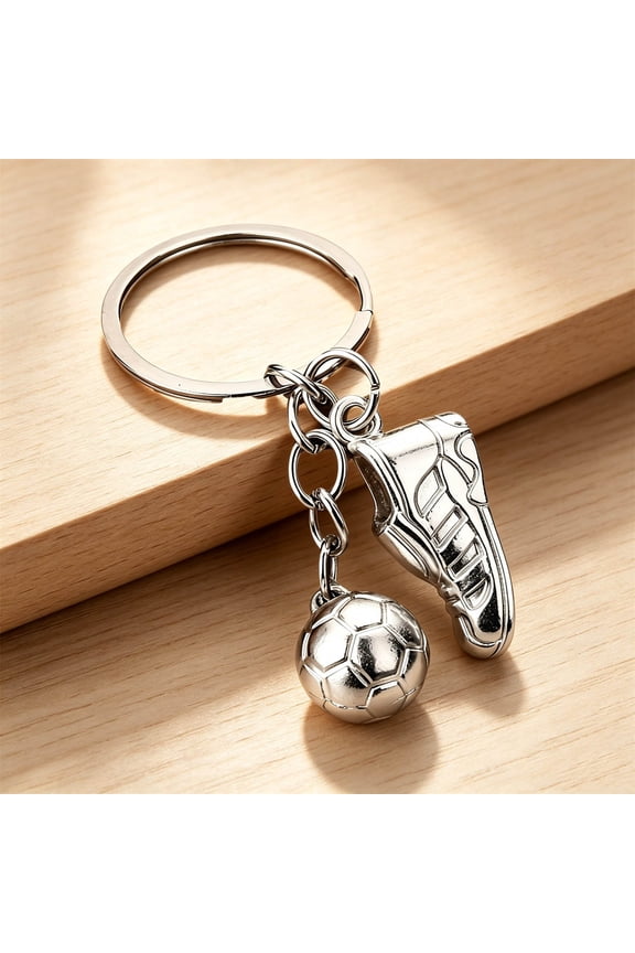 Soccer Keychain, 3D Gold Finished Football Charm for Keys or Bag, Perfect for Boys Who Play Soccer on School Backpack for Good Luck Charm