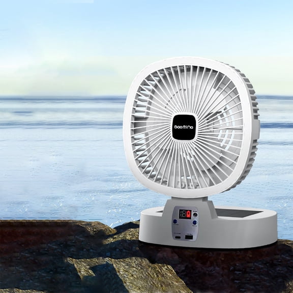 Beforeyayn Solar Camping Fan with Light, 3 Light Modes, 5 Speeds Rechargeable Battery Powered Fan, Folding Portable Desk Fan for Hurricane Outages Outdoor Camping Fishing Holiday Savings