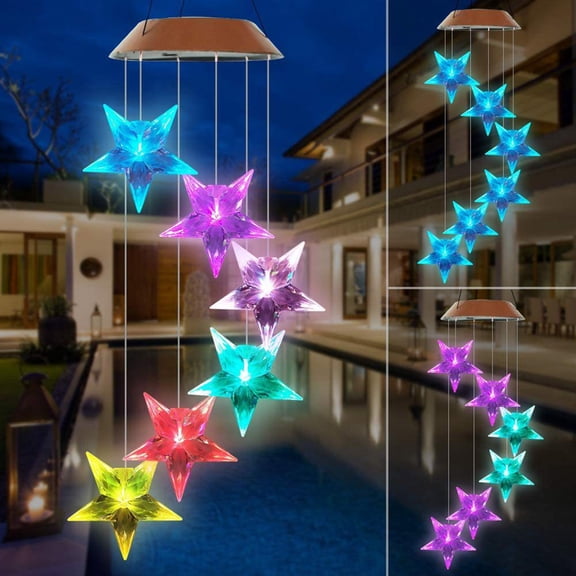 Beforeyayn Solar Wind Chime Light, Led Chime Light That Sounds And Glows, for Garden Lovers or Zen Seekers, on Patio or Pergola, for Relaxing Evenings