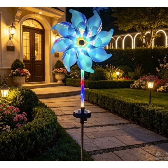 Beforeyayn Solar Windmill Garden Stake Lights, Colorful Windmill Light For Garden Lovers, Yard Or Patio, Led Solar Powered Stake Light For Outdoor Holiday Decoration