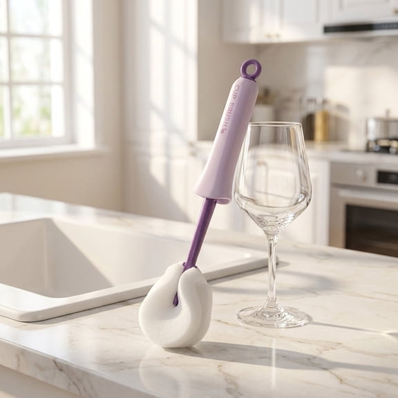 Beforeyayn Squeeze Type Sponge Cup Brush, Bottle Cleaning Brush With Extendable Handle, Kitchen Or Sink, For Glassware And Baby Bottles