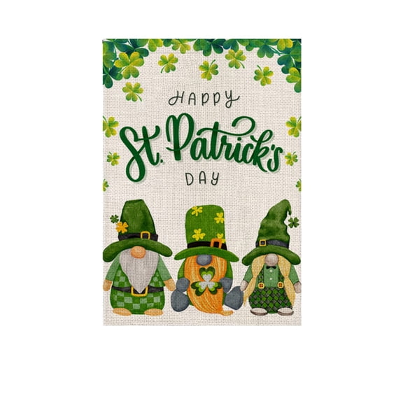 Beforeyayn St. Patrick's Day Home and Garden Flag, Holiday Shamrocks Decorative Flag with Unique Green Print, Garden Flag for Outdoor Patio and Yard Decoration