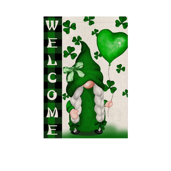 Beforeyayn St. Patrick's Day Home and Garden Flag, Holiday Shamrocks Decorative Flag with Unique Green Print, Garden Flag for Outdoor Patio and Yard Decoration