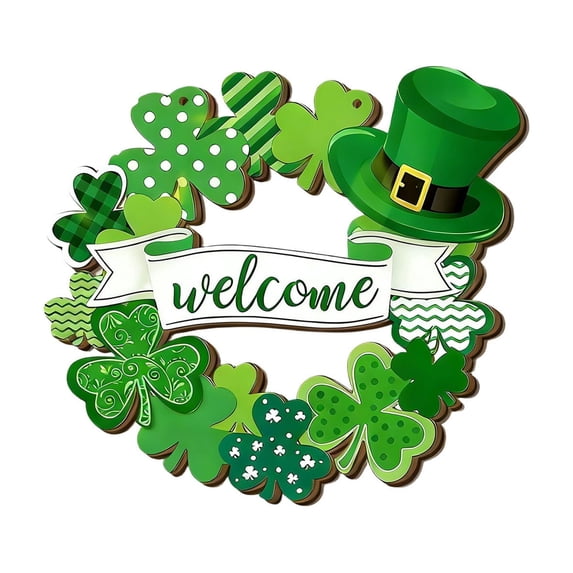 Beforeyayn St. Patrick's Day Wood Hanging Sign, Flat Festive Welcome Doorplate, Holiday Decoration for Parties, Front Door, Porch, Interior Wall, Seasonal Home Decor