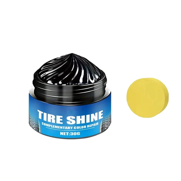 Beforeyayn Tire Shine Wax, 30g with Sponge, Prevents Cracking, Restores Rubber Gloss, Long-Lasting Protection, Great for Showroom Shine | Easy Buff.