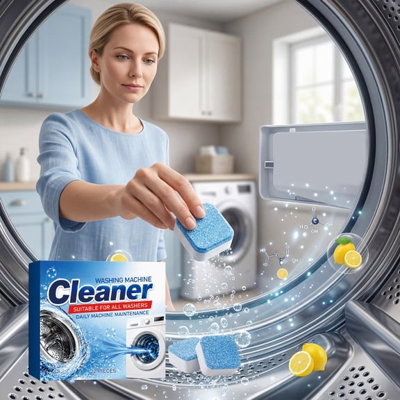 Beforeyayn Washing Machines Cleaning Sheet, Washing Machine Specific Cleaning Agent Descaling Retention Sheet, Fits Front Load, Top Load, Removes Odor and Residue Monthly
