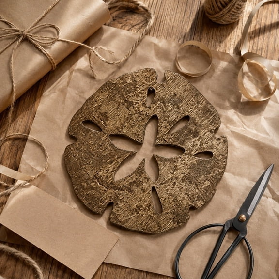 Beforeyayn Wooden Sand Dollar Ornament, 12In Rustic Starfish Cutout, Vintage Beach Theme Wall Art for Home, Nautical Decor