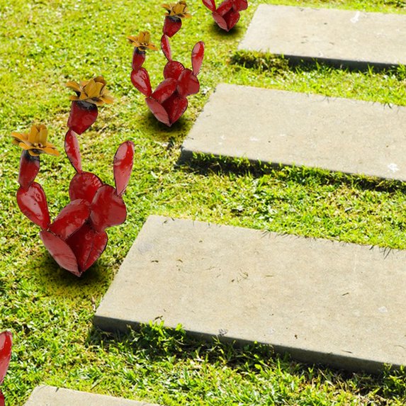 BeforeyaynLron Colorful Cactus,Plant Home Decor, Painted Metal Garden Ornaments Outdoor Decor Figurines Home Yard Decorations Stakes Lawning Ornaments