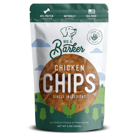 Beg & Barker All Natural Human Grade Chicken Chips for Dogs Treats 8 oz