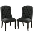 thumbnail image 1 of Benjara Bega 23 Inch Dining Chair, Set of 2, Wingback, Button Tufted, Black, Gray, 1 of 5