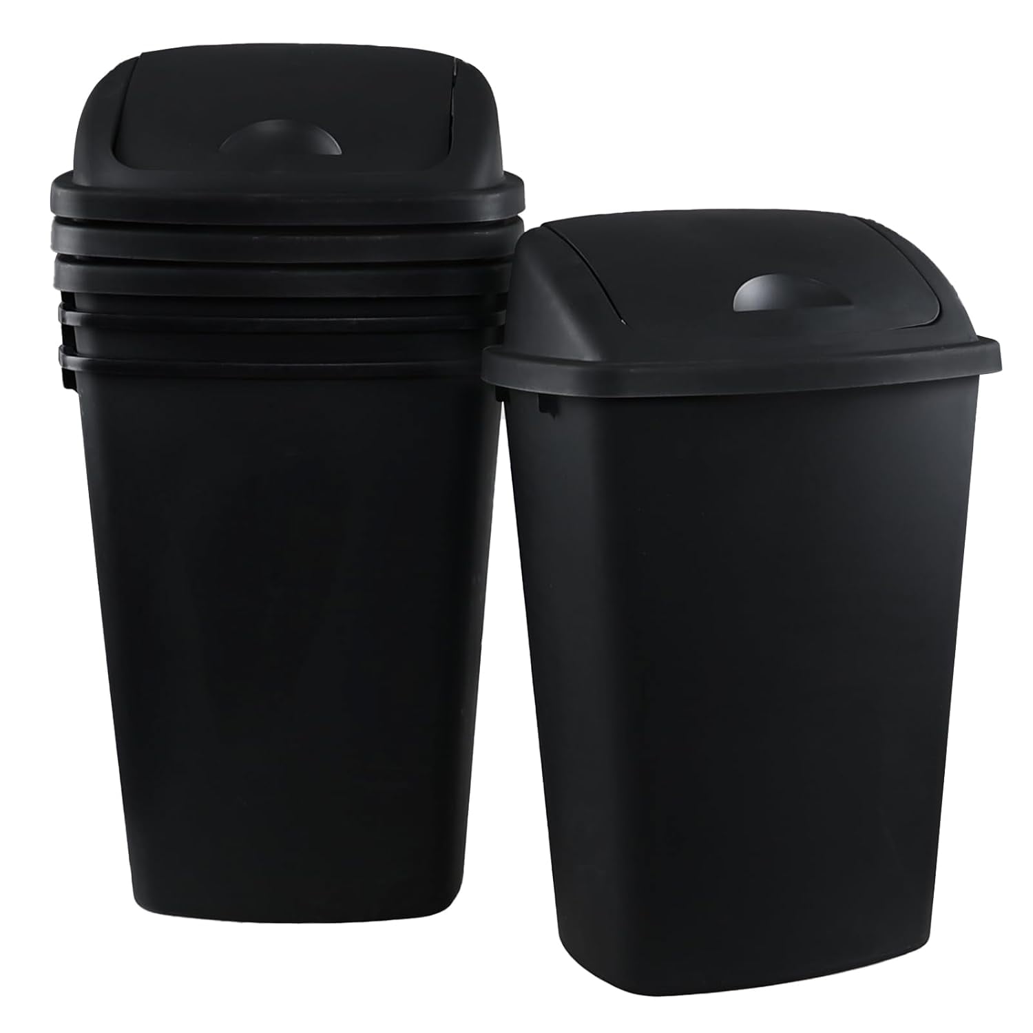 Begale 13 Gallon Rectangular Plastic Kitchen Trash Can with Swing Lid ...