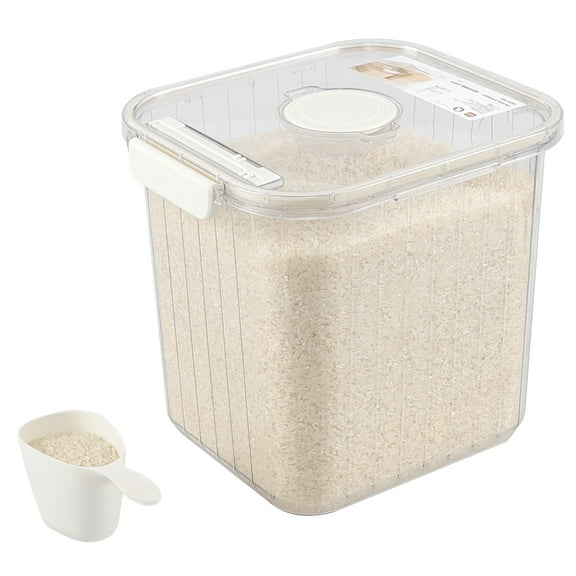 Begale 22 Lbs Clear Airtight Rice Storage Container, Airtight Flour Storage Container with Scoop, Plastic Pet Food Storage Container with Seal Lid