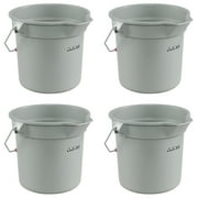 Begale 3.5 Gallon Commercial Cleaning Pail, Plastic Round Car Wash Bucket with Handle, Gray, Pack of 4