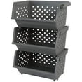 Begale 3Pack Gray Plastic Stackable Detachable Storage Bin, Organizer