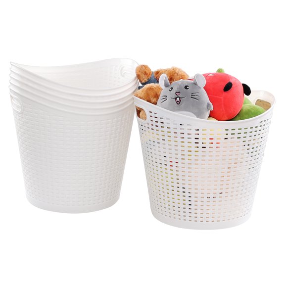 Begale 6-Pack 30 L Large Plastic Storage Baskets, Plastic Laundry Baskets, White