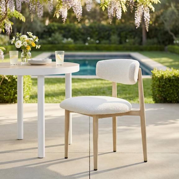 Bege Dining Chair White Dining Chair, Modern Style, Outdoor fabric (100% Olefin), Aluminum, Outdoor Dining