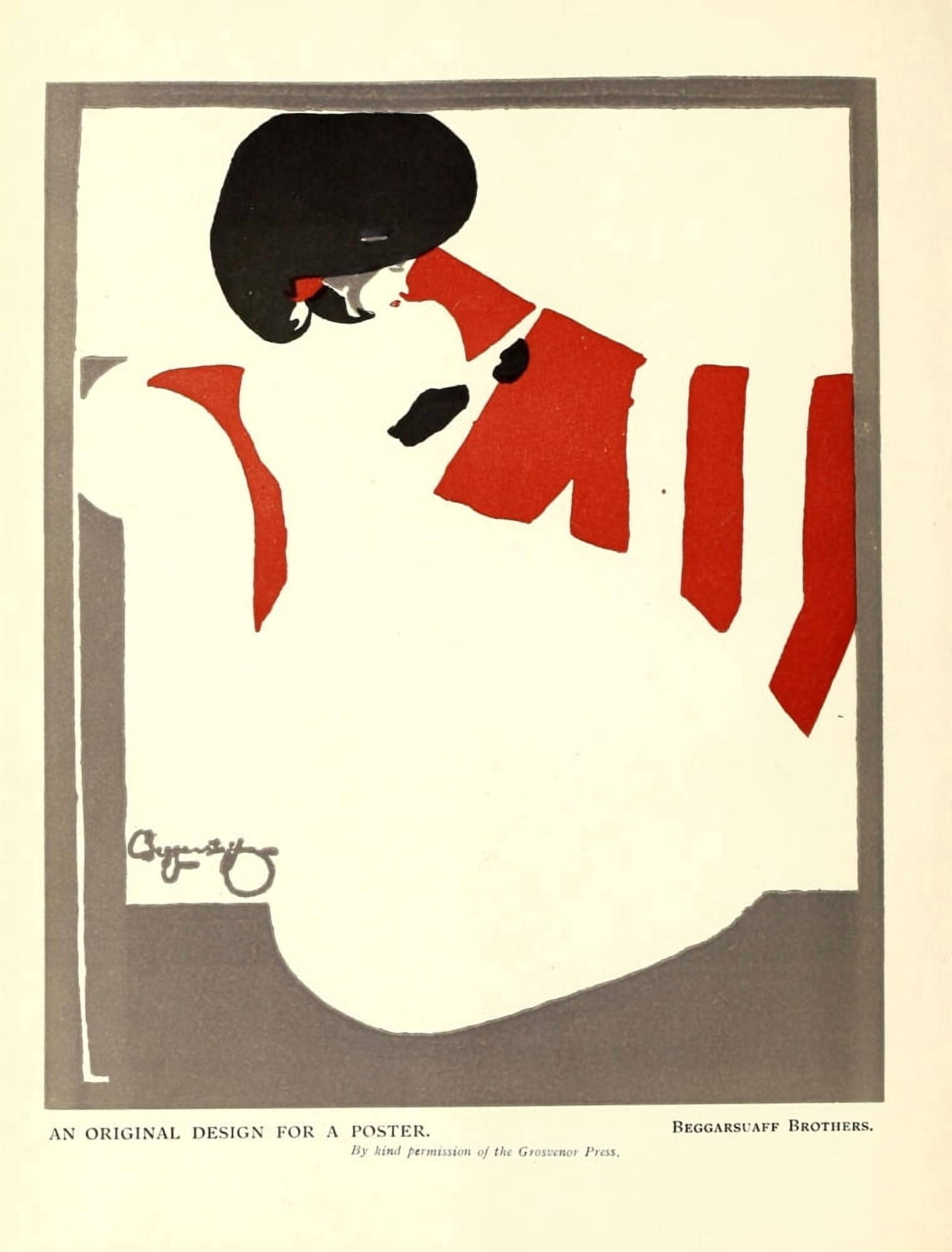 Beggarstaffs The Poster 1899 Woman on striped sofa Canvas Art - Beggarstaffs (24 x 36)