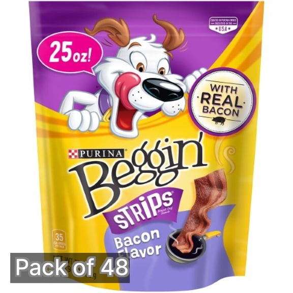 Purina Beggin Strips Bacon, 25 oz Pouch (Pack of 48)