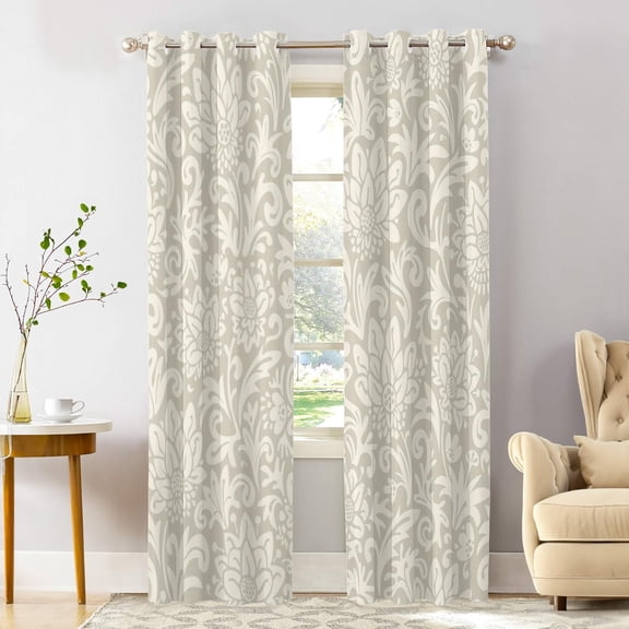 Begie Plant Floral Blackout Window Curtains, Pastels Flowers Foliage Thermal Insulated Curtains Grommet Top Window Drapes for Living Room, Bedroom 26"W x 54"L (Pack of 2)