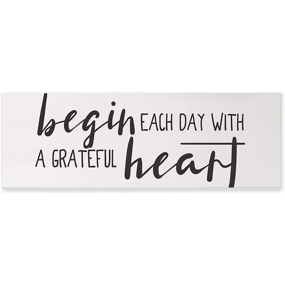 Begin Each Day With A Grateful Heart Wood Rustic Style Wall Décor Sign 12x36