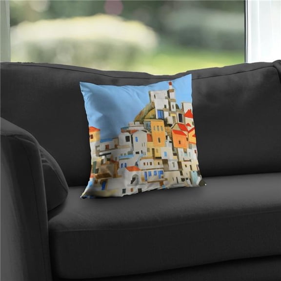 Begin Home Decor 14 x 14 in. Small Houses in Greece - Poly Twill Throw for Home Decor