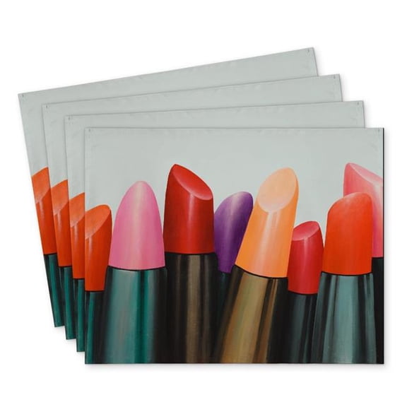 Begin Home Decor  14 x 18 in. Lipstick Collection Polyester Placemats - Stylish Home Decor - Set of 4